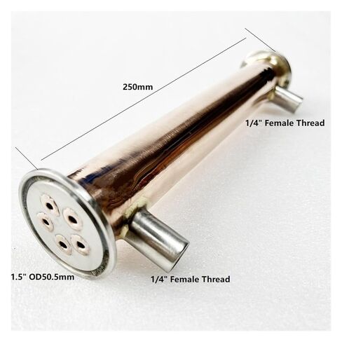 1.5" (38mm) OD50.5mm Copper Distiller Condenser, Reflux,Dephlegmator with 1/4" Female Thread for Homebrew Length 250mm in Saudi Arabia
