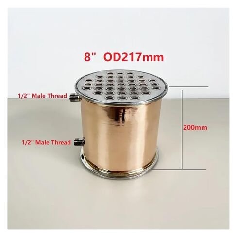 جهاز إزالة البلغم النحاسي 8 بوصة OD217mm مع خيط ذكر 1/2 بوصة، الطول 200 مم، 37 أنبوبًا داخل المعرف 13 مم، مكثف للتقطير in Kuwait