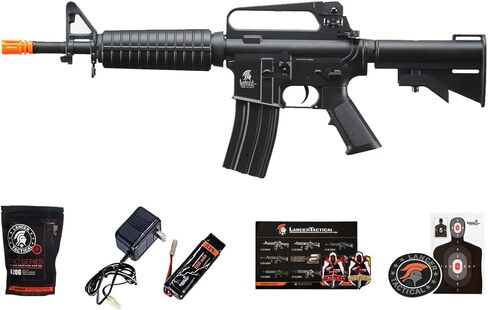 بندقية لانسر التكتيكية Gen I 400 FPS Airsoft M4 Commando M933 AEG مع بطارية وشاحن، 1000 طلقة 0.20 جرام BBS in Kuwait