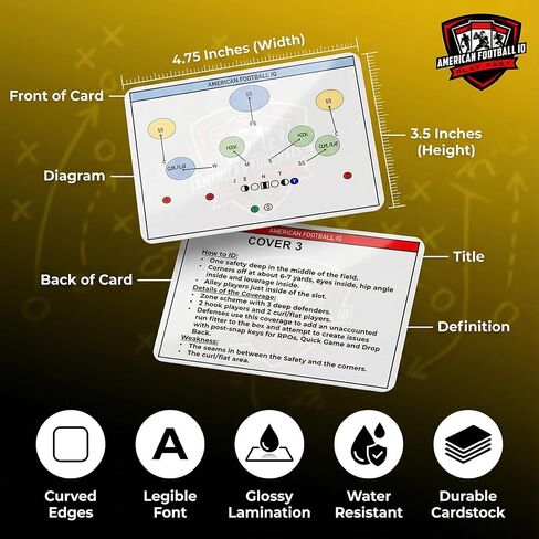 American Football Training Flashcards – Volume 1: Learn Plays, Coverages & Football Terminology | Coaching, Player, & Fan Study Tool by American Football IQ in Saudi Arabia