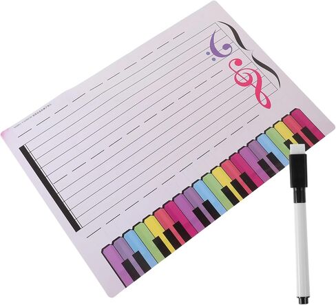 مجموعة واحدة من السبورة البيضاء لموظفي الموسيقى القابلة للمسح للتدريس والممارسة، بطاقة موظفين مكونة من خمسة أسطر قابلة للكتابة لدروس البيانو والموسيقى، مريحة للفصول الدراسية والاستخدام المنزلي in Kuwait