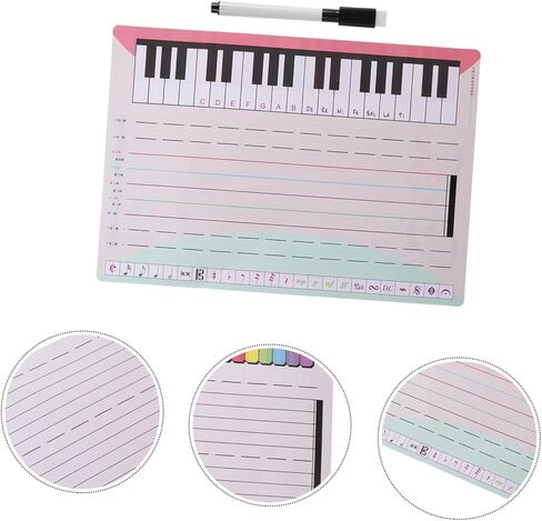 مجموعة واحدة من السبورة البيضاء لموظفي الموسيقى القابلة للمسح للتدريس والممارسة، بطاقة موظفين مكونة من خمسة أسطر قابلة للكتابة لدروس البيانو والموسيقى، مريحة للفصول الدراسية والاستخدام المنزلي in Kuwait