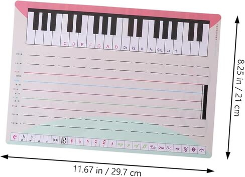 مجموعة واحدة من السبورة البيضاء لموظفي الموسيقى القابلة للمسح للتدريس والممارسة، بطاقة موظفين مكونة من خمسة أسطر قابلة للكتابة لدروس البيانو والموسيقى، مريحة للفصول الدراسية والاستخدام المنزلي in Kuwait