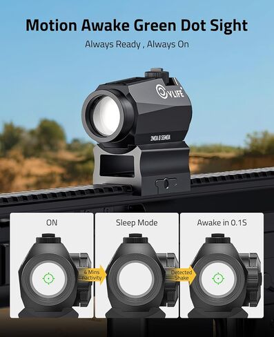 CVLIFE شبكاني متعدد 2 MOA Green Dot & Circle، Motion Awake Green Dot Sight 50,000H وقت التشغيل، نطاق بصريات 1x20 مم مع رافع شهود مشترك مطلق وتركيب منخفض لـ Picatinny 21 مم، IPX7 مقاوم للماء in Saudi Arabia