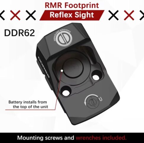 Dagger Defense - مملوك للمحاربين القدامى -DDR62 RMR Footprint Red Dot Sight - بصري منعكس لمسدسات وبنادق RMR، نشط بالحركة، متعدد السطوع، 1 MoA + 1913 Picatinny Mount، البطارية متضمنة in Kuwait