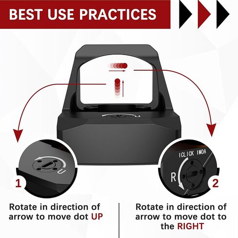 Dagger Defense - مملوك للمحاربين القدامى -DDR62 RMR Footprint Red Dot Sight - بصري منعكس لمسدسات وبنادق RMR، نشط بالحركة، متعدد السطوع، 1 MoA + 1913 Picatinny Mount، البطارية متضمنة in Kuwait
