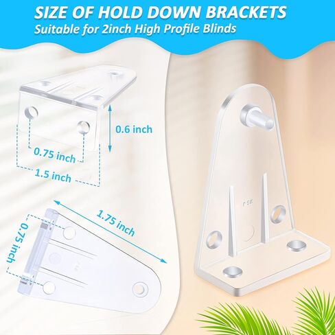 Maitys Hold Down Brackets Clear Plastic Blind Brackets Holder Replacements for 2 Inch Blinds Horizontal Shades Windows Doors(4 Pieces) in Kuwait