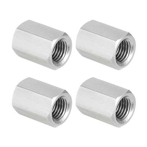 PATIKIL M10 x 1.25-Pitch 304 Stainless Steel Hex Coupling Nuts, 4Pcs 20mm / 0.8" Length Fully Threaded Rod Coupling Nut Studding Connector Fasteners, Silver Tone in Saudi Arabia