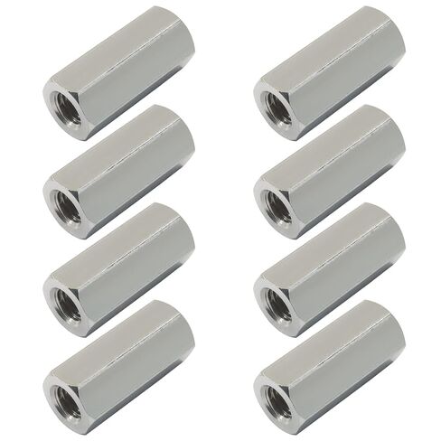 BokWin 8 Pack M8-1.25 Pitch 30mm Length Hex Coupling Nuts, Metric Threaded Connectors for Metal Rods & Structural Fastening, Silver 304 Stainless Steel Coupling Nuts in Saudi Arabia