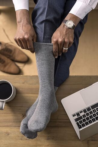 IOMI - 6 Pack Mens Thin Non Binding Extra Wide Loose Top Cotton Diabetic Socks (Mens 6-11 US,39-45 UK, Grey, Navy, Black) in Saudi Arabia