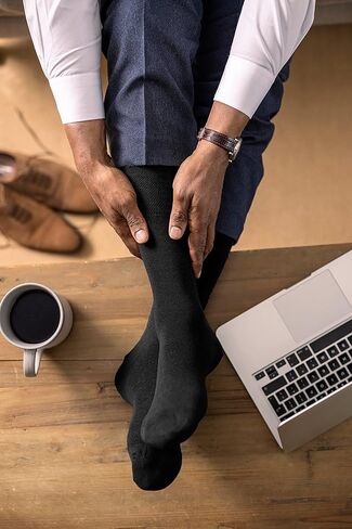 IOMI - 6 Pack Mens Thin Non Binding Extra Wide Loose Top Cotton Diabetic Socks (Mens 6-11 US,39-45 UK, Grey, Navy, Black) in Saudi Arabia