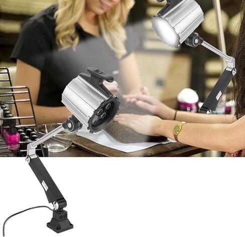 مصباح عمل Rengue LED، رقاقة مصباح LED عالية الإضاءة 7 وات 24 فولت زاوية قابلة للتعديل 360 درجة مع فتحات تثبيت مباشرة لمتجر الآلات وصيانة قطع غيار السيارات وقراءة أظافر التجميل (أسود فضي) in Saudi Arabia
