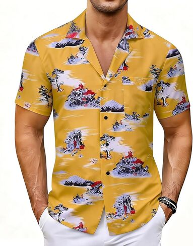 Cliff Booth Shirt Hawaiian Shirt Mens Botton Down Short Sleeve Beach Aloha Summer Top in Saudi Arabia