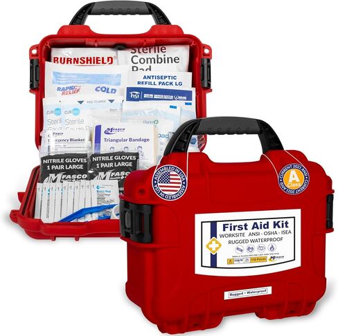 Workite OSHA 2021Class مجموعة الإسعافات الأولية - حالة وعرة ومقاومة للماء ANSI من النوع الثاني والرابع - الأعمال ، المكتب ، العمل ، البناء - OSHA/ANSI Z308.1-2021 متوافق in Kuwait