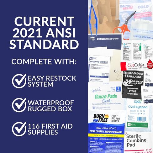 Workite OSHA 2021Class مجموعة الإسعافات الأولية - حالة وعرة ومقاومة للماء ANSI من النوع الثاني والرابع - الأعمال ، المكتب ، العمل ، البناء - OSHA/ANSI Z308.1-2021 متوافق in Kuwait