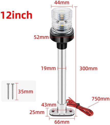 12 بوصة البحرية LED أضواء الملاحة 12 فولت الفولاذ المقاوم للصدأ مصباح أبيض ملحق للقوارب متوافق مع ضوء مرساة البحرية لليخوت in Kuwait