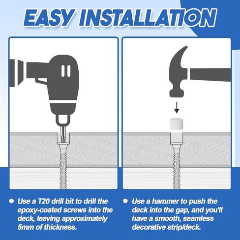 500 Pcs Plugs for PVC Composite Deck Boards Decking Systems Trim Traditional Plugs with T20 Installation Tool for 300 Linear Feet in Kuwait