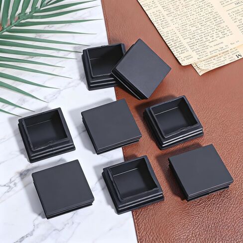8 Pack 1 3/4 Inch (45mm) Square Plastic Hole Plugs, Black Tubing End Caps Square Chair Leg Caps Plastic Pipe Plugs Insert End Cap for Metal Tubing Post Chair Leg Table Bookshelves Furniture in Kuwait