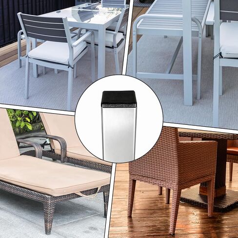 8 Pack 1 3/4 Inch (45mm) Square Plastic Hole Plugs, Black Tubing End Caps Square Chair Leg Caps Plastic Pipe Plugs Insert End Cap for Metal Tubing Post Chair Leg Table Bookshelves Furniture in Kuwait