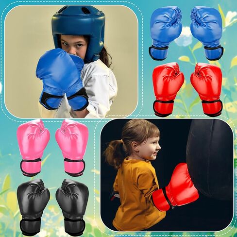 4 Pairs Kids Boxing Gloves Sparring Punching Gloves for Kid and Youth Training Kickboxing, 4 Colors in Kuwait