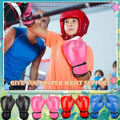 4 Pairs Kids Boxing Gloves Sparring Punching Gloves for Kid and Youth Training Kickboxing, 4 Colors in Kuwait