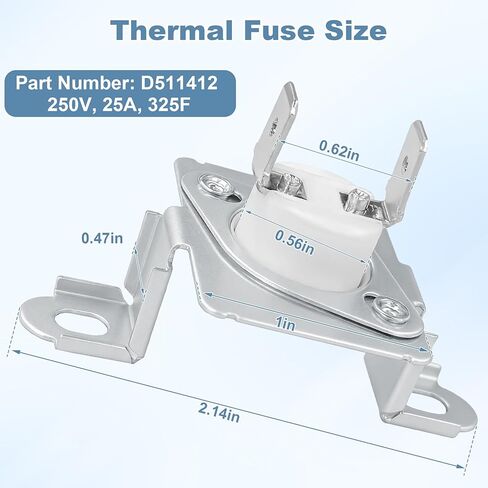 CS-7 D511412 DRYER THERMAL FUSE استبدال D518542 ، 511412 ، AP3158820 ، D518649 (1 حزمة) in Saudi Arabia