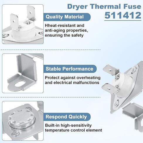 CS-7 D511412 DRYER THERMAL FUSE استبدال D518542 ، 511412 ، AP3158820 ، D518649 (1 حزمة) in Saudi Arabia