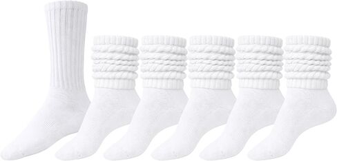 6 Pair Cotton Crew Slouch Socks Womens Scrunch Ribbed Soft Retro Boot Calf Sock in Saudi Arabia