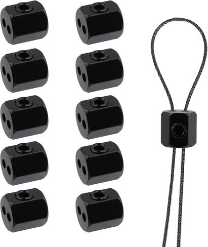 Antrader Wire Rope Clips Set,Wire Rope Cable Clamp 2mm Wire Holes,10Pcs Set,Black in Saudi Arabia