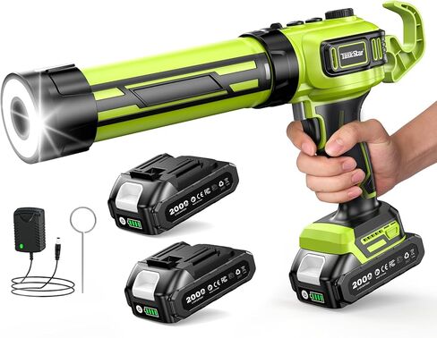 Electric Caulking Gun 20V, Cordless Caulking Gun with 2 x 2.0Ah Batteries, LED Light, Variable Speed, 10 OZ-10.1 OZ Battery Sealant Gun Tool for Filling, Sealing in Kuwait