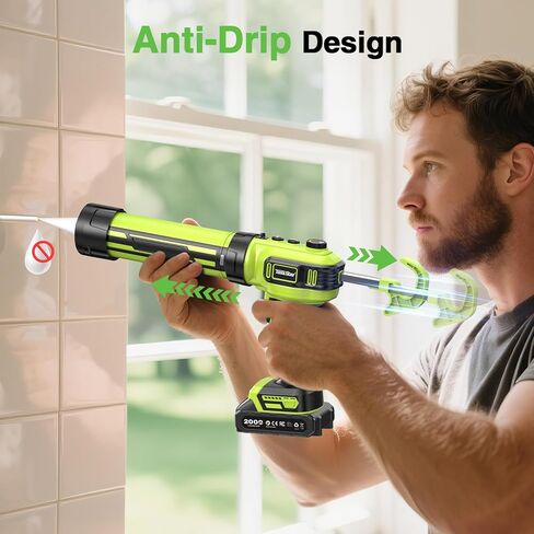 Electric Caulking Gun 20V, Cordless Caulking Gun with 2 x 2.0Ah Batteries, LED Light, Variable Speed, 10 OZ-10.1 OZ Battery Sealant Gun Tool for Filling, Sealing in Kuwait