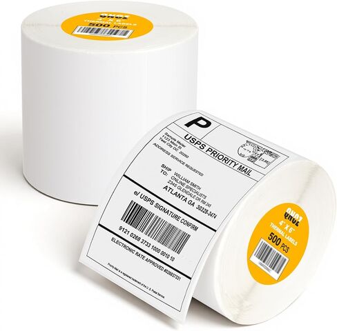 ملصقات شحن ورق الطابعة الحرارية Qncz 4x6، 500 ملصق - مثقوبة، لاصقة قوية، ملصقات بريدية مقاومة للتلطخ، متوافقة مع طابعات رولو، زيبرا، جادينز، نيلكو in Kuwait