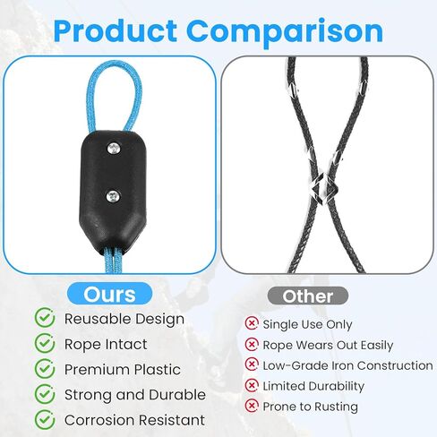 4 Pcs Durable Paracord Clamp, 1/2 Inch Rope Clamps, Reusable Plastic Rope Connector for 9-10 mm Nylon or Braided Cord, Clamp Loop Fasteners for Camping Boating Climbing Lanyard Indoor Outdoor in Saudi Arabia