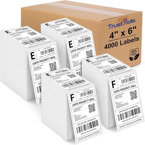 4x6 Thermal Labels Direct Thermal Shipping Labels, 1000 Labels Per Pack, BPA-Free, Compatible with Most Thermal Printers for Logistics & Packaging in Saudi Arabia