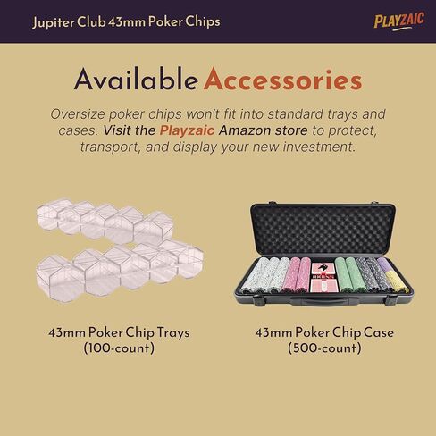 فيشات لعبة البوكر من طين الكازينو كبيرة الحجم مقاس 43 مم من جوبيتر كلوب | 11 جرام رقائق XL | إحساس فاخر بالطين بنسبة 100% للألعاب النقدية المنزلية والبطولات ذات الرهانات العالية | 25 عدد (1 لفة) (100 دولار أسود) in Kuwait