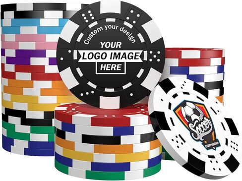 50-1000 شريحة بوكر مخصصة، مخصصة بالنص أو الصورة أو الشعار - 11.5 جرام 40 مم من رقائق نمط الكازينو لرموز البار، والأحداث الترويجية، وبطاقات العمل، والبطولات in Kuwait