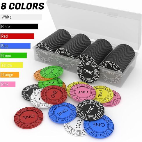 100 Custom Plastic Poker Chips, Personalized Drink Tokens with Logo or Text, Double-Sided UV Printing, 8 Colors for Bar Tokens, Wedding, Party, Corporate Events in Saudi Arabia