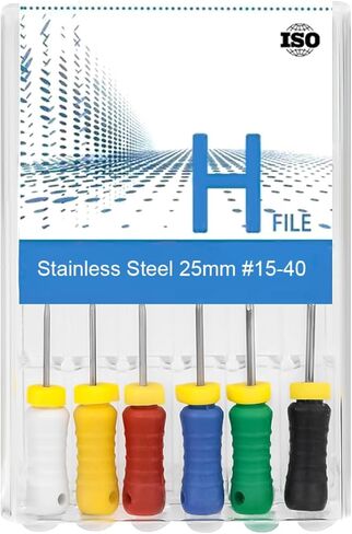 Colorful Stainless Steel Rotary Files H-Files Endo Files,Hand Use Stainless Steel H-Files 6pcs Mixed Packs 21mm/25mm #15-40 (25mm) in Kuwait