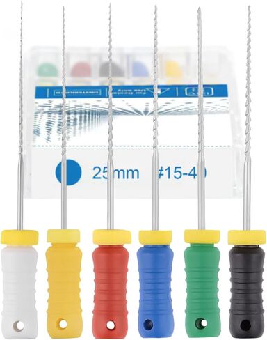 Colorful Stainless Steel Rotary Files H-Files Endo Files,Hand Use Stainless Steel H-Files 6pcs Mixed Packs 21mm/25mm #15-40 (25mm) in Kuwait
