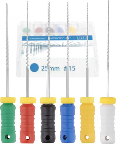 Colorful Stainless Steel Rotary Files H-Files Endo Files,Hand Use Stainless Steel H-Files 6pcs Mixed Packs 21mm/25mm #15-40 (25mm) in Kuwait