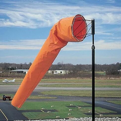 Cortina 03-WS-8 Windsock, 8 ft Length, 18" Opening, PVC-Coated Nylon, International Orange – Windsock Only in Kuwait