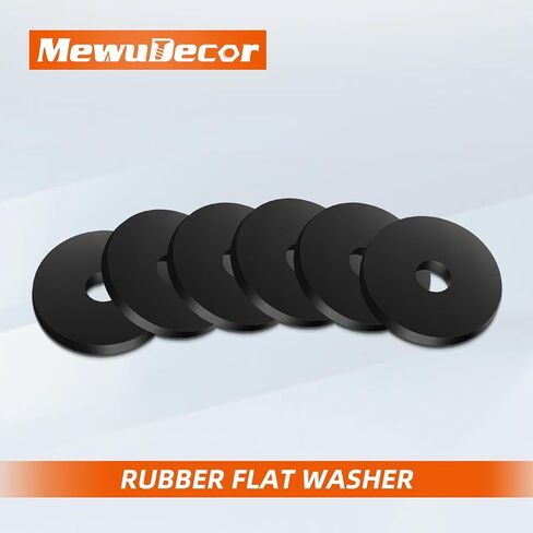 MewuDecor 5/8" OD x 1/4" ID x 1/8" سمك غسالات مطاطية مسطحة، غسالات مطاطية شديدة التحمل مقاومة للتآكل، أسود، 50 قطعة in Saudi Arabia