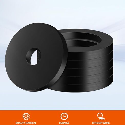 MewuDecor 5/8" OD x 1/4" ID x 1/8" سمك غسالات مطاطية مسطحة، غسالات مطاطية شديدة التحمل مقاومة للتآكل، أسود، 50 قطعة in Saudi Arabia