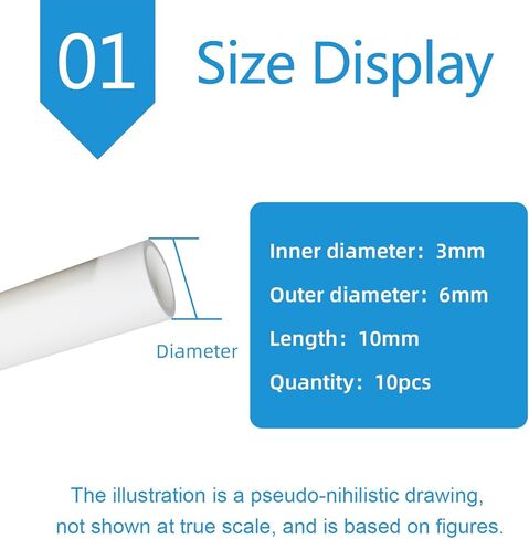 Alumina Ceramic Tubes ID 3mm OD 5-6mm Length 10mm Pack of 10(OD:6mm) in Kuwait