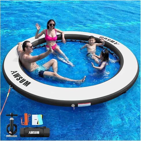 AWSUM Inflatable Water Hammock Round Floating Ring Circle Dock Lake Floats River Raft for Adults Island Swimming Pool Platform for Party in Kuwait
