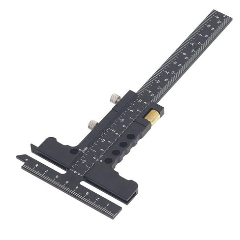 T Shaped Woodworking Ruler Aluminum Alloy Marking Gauge Caliper Measuring Tool 0 100mm 0 210mm Range for Woodworking Projects and DIY Crafts in Saudi Arabia