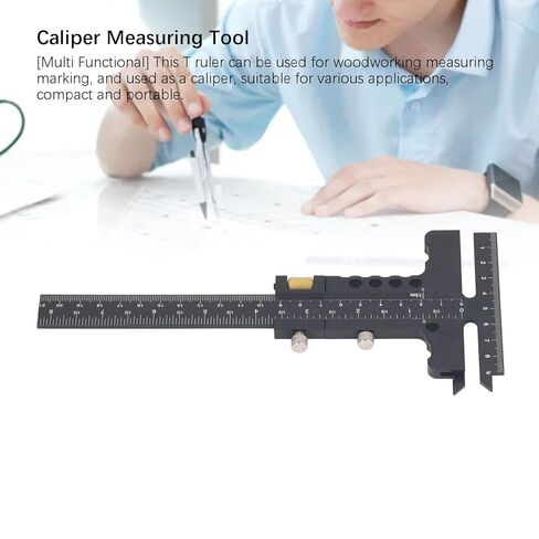 T Shaped Woodworking Ruler Aluminum Alloy Marking Gauge Caliper Measuring Tool 0 100mm 0 210mm Range for Woodworking Projects and DIY Crafts in Saudi Arabia