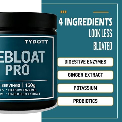 TYDOTT Debloat Pro، يحتوي على البروبيوتيك والإنزيمات الهاضمة لتخفيف الانتفاخ، ويدعم صحة الأمعاء، وامتصاص العناصر الغذائية، وراحة المعدة لدعم صحة الجهاز الهضمي in Kuwait