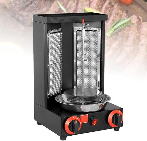 Commercial Automatic Rotating Grill, Gas Doner Kebab Machine Vertical Broiler Gyro Rotisserie, Gas Cooker Rotating Roaster Baking Machine, Simple Temperature Control Panel (Black) in Saudi Arabia