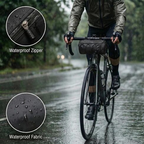 2.5L Bike Handlebar Bag, Waterproof Bicycle Front Bag with 2-Point Secure Straps, Lightweight Bike Pouch for Mountain Road Bikes and Commuting, Black 9.25 x 4.33 inch in Kuwait